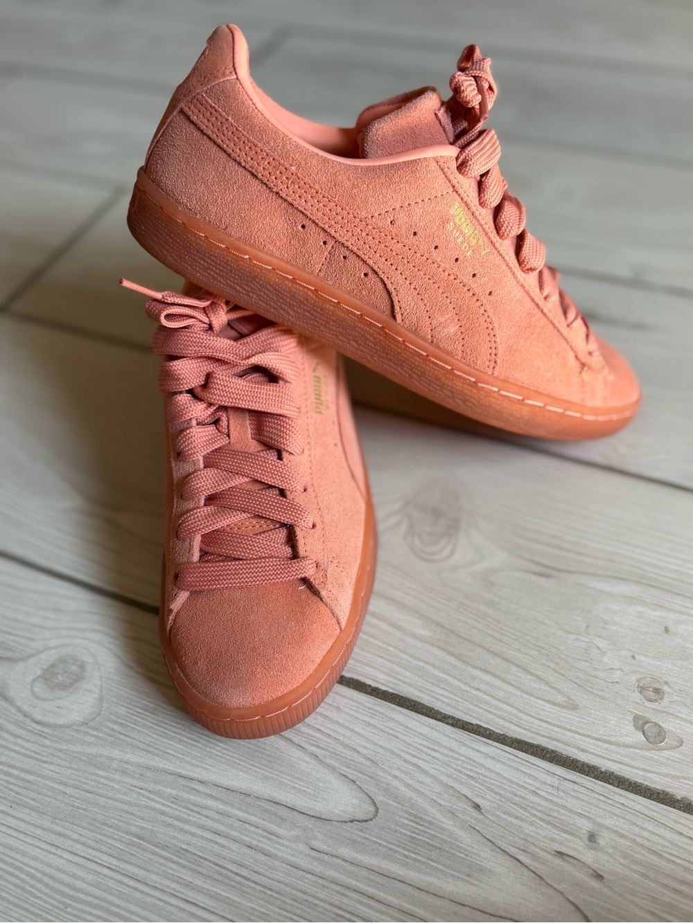 Puma Women's Suede Sneakers in Coral Peach